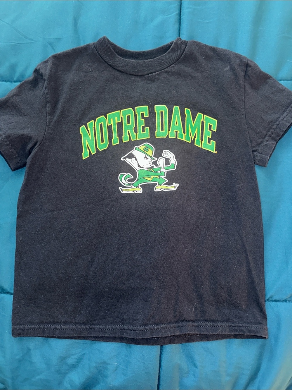 Champion Kids Black Notre Dame Graphic Tee with Green and Yellow Logo